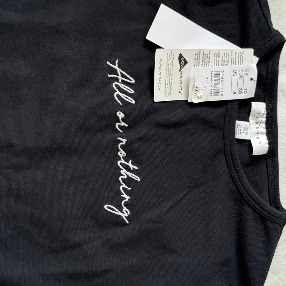 Black Crop Top with Script - Picture 7 of 7